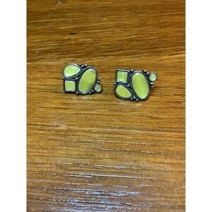 Vintage Yellow Glass Clip on Earrings